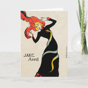 Cartão Art Nouveau Dancer Jane Avril por Toulouse Lautrec
