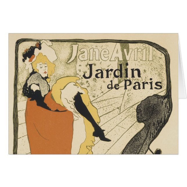 Cartão Art Nouveau Dancer Jane Avril por Toulouse Lautrec (Frente Horizontal)