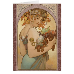 Cartão Art Nouveau Mulher Mucha Linda
