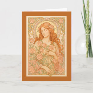 Cartão Art Nouveau Rosa Maiden