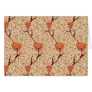 Cartão Art Nouveau Tulip Damask, Coral e Beige