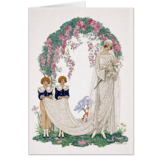 Cartão Art Nouveau Wedding Illustration – Vintage Bridal 