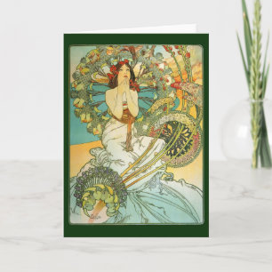 Cartão Art Noveau Lady and Birds Note or Greeting Card