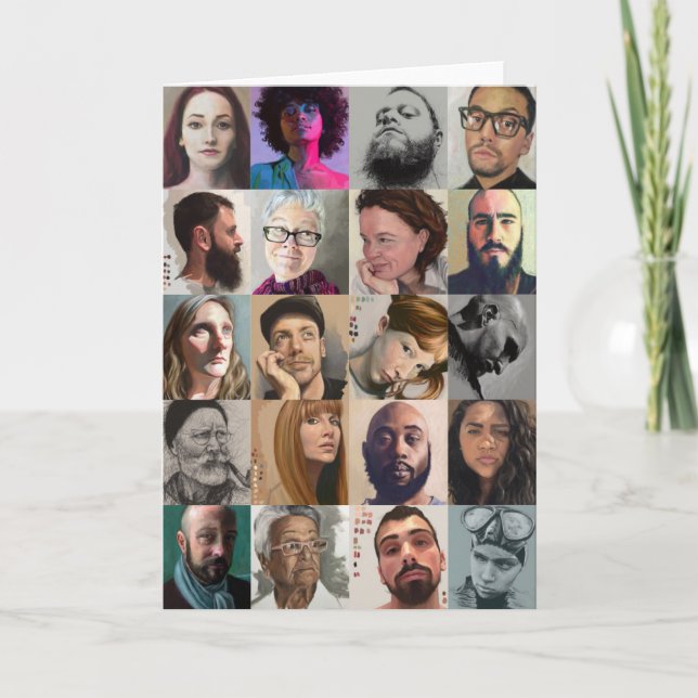 Cartão Art Portrait Greeting Card - drawing & painting (Frente)