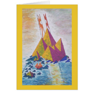 Cartão Arte abstracta de Sun da ilha/de Digitas design