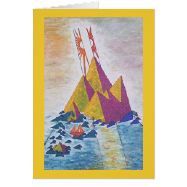 Cartão Arte abstracta de Sun da ilha/de Digitas design (Frente)