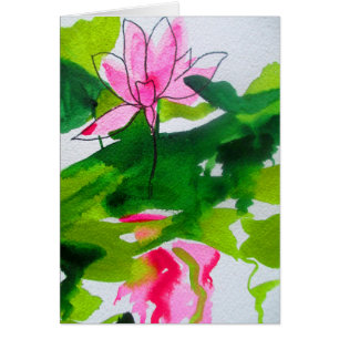 Cartão Arte abstrata da flor do watercolour de Waterlily