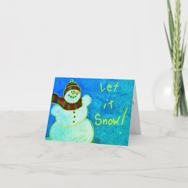 Cartão Arte abstrata de boneco de neve feliz (Frente)