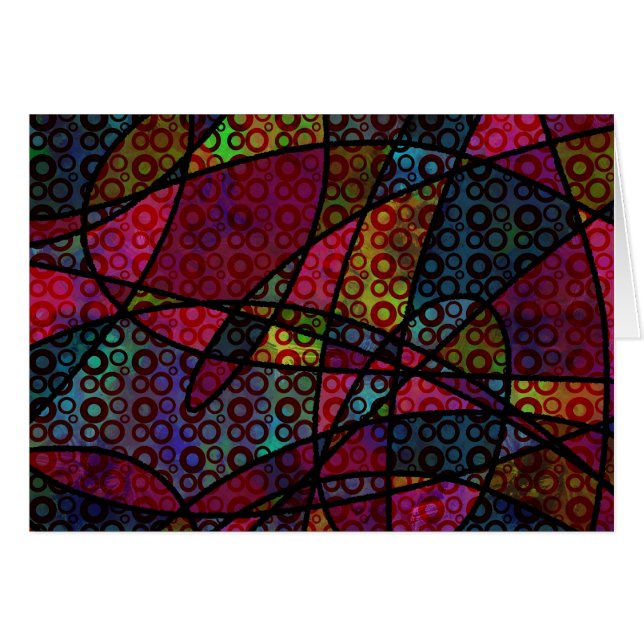 Cartão Arte abstrata ousada com círculos e linhas pretas (Frente Horizontal)