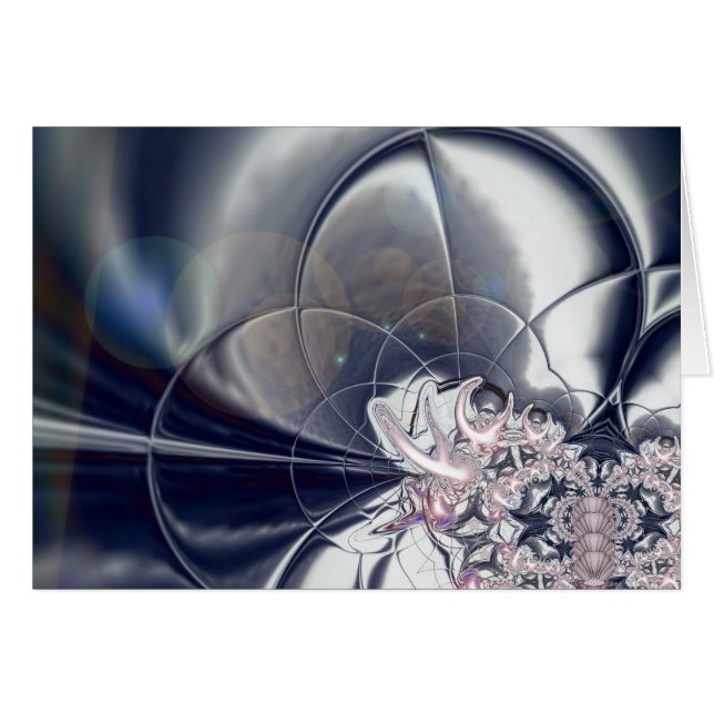 Cartão Arte Abstrata Pérolas Prateadas e Rosas (Frente Horizontal)