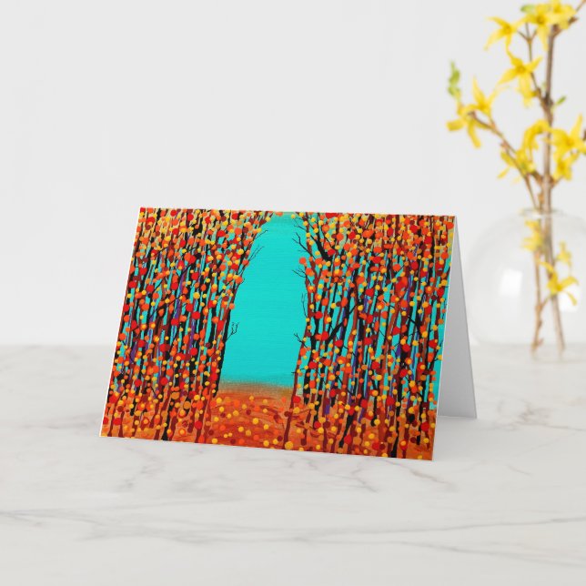 Cartão arte abstrato original Cor de Outono (Flor Amarela)