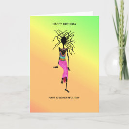 Cartão Arte Africana, Colorida Mulher Guerreira Aniversár