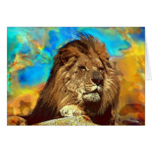Cartão Arte Africano-Leão-Digital