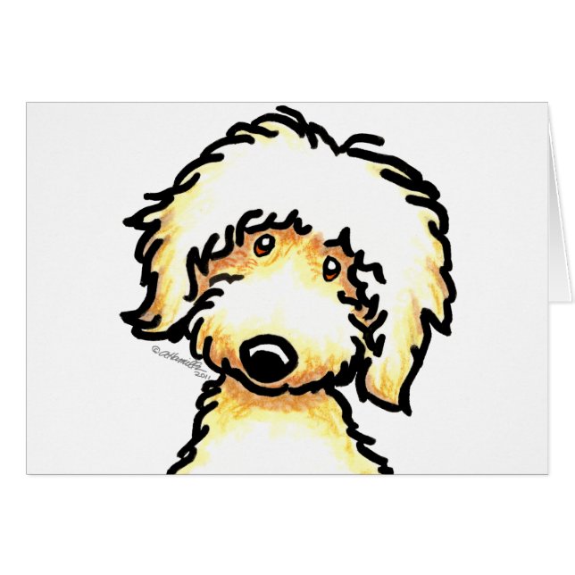 Cartão Arte Amarelo Labradoodle (Frente Horizontal)