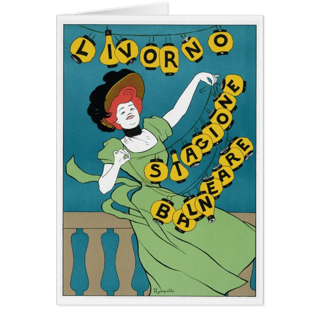 Cartão Arte Antiga Modernista, Senhorita de Livorno Dança (Frente)