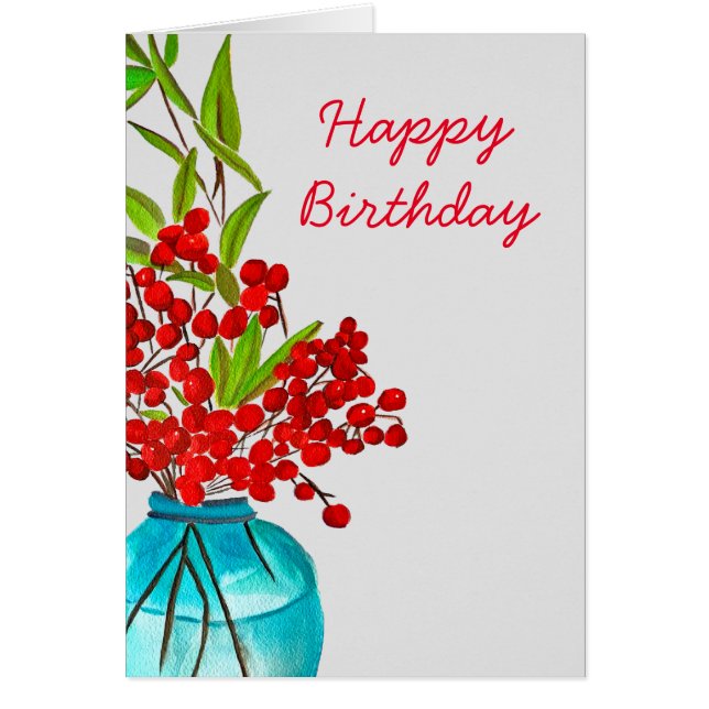 Cartão Arte aquosa Red Berries (Frente)