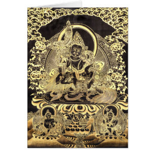 Cartão Arte budista tibetana preta & Dourado