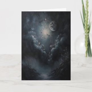 Cartão Arte Celestial de Parede da Lua e do Céu Vintage