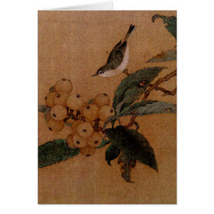Cartão Arte chinesa do pássaro de Momohatozu