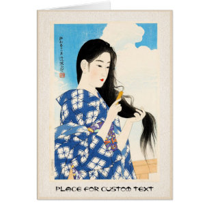 Cartão Arte clássica japonesa oriental legal da senhora