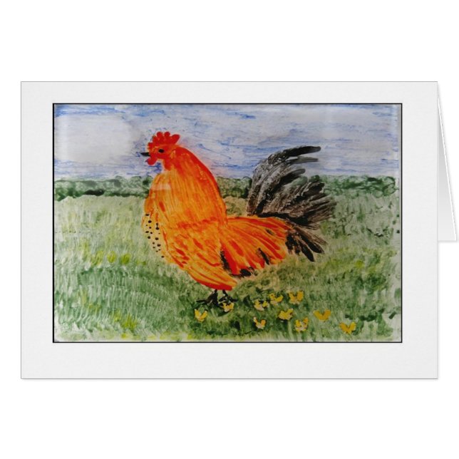 Cartão Arte colorida de Cockeral (Frente Horizontal)
