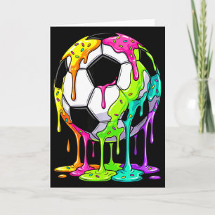 Cartão Arte Colorida de Futebol com Efeito de Gotejamento