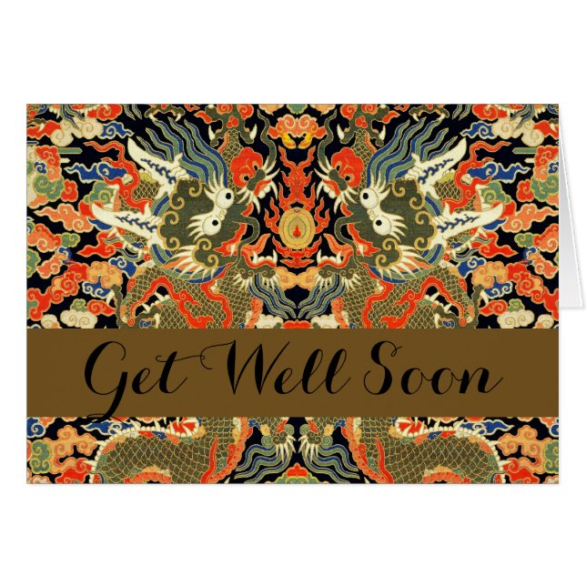 Cartão Arte Colorida do Dragão Asiático Chinês (Frente Horizontal)