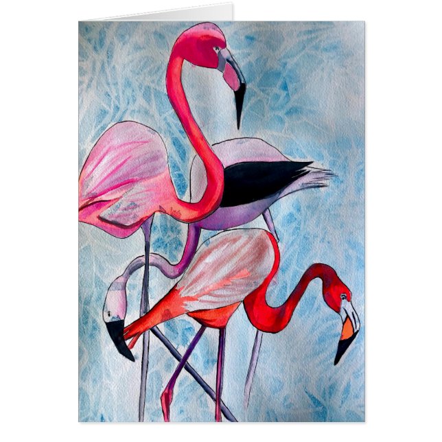 Cartão Arte colorida rosa colorido flamingo aquarela (Frente)