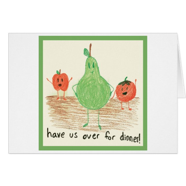 Cartão Arte Comida infantil, verde (Frente horizontal)