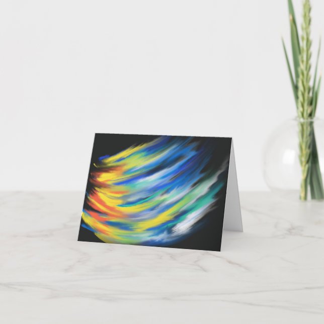 Cartão Arte Cristã Moderna da Chama Azul Amarelo Laranja  (Frente)