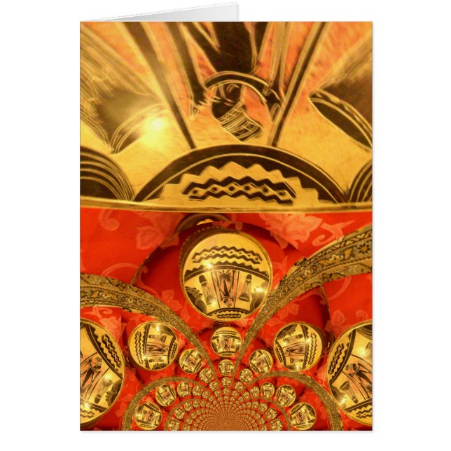 Cartão Arte Cultural Africana: Design Vermelho Ouro Rico (Frente)