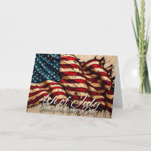 Cartão Arte da Bandeira Americana Vintage para 4 de Julho