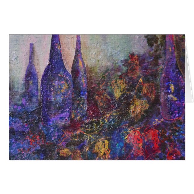 Cartão Arte da colheita do vinho tinto (Frente Horizontal)