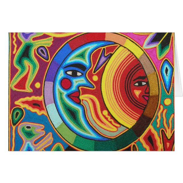 Cartão Arte da corda de Huichol de México (Frente Horizontal)