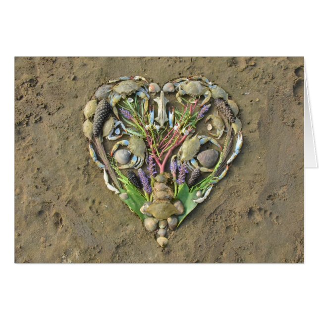 Cartão Arte da natureza do coração da costa (Frente horizontal)