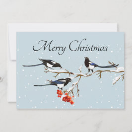 Cartão Arte da Natureza Pássaro Peito-Rubro Natal Aquarel