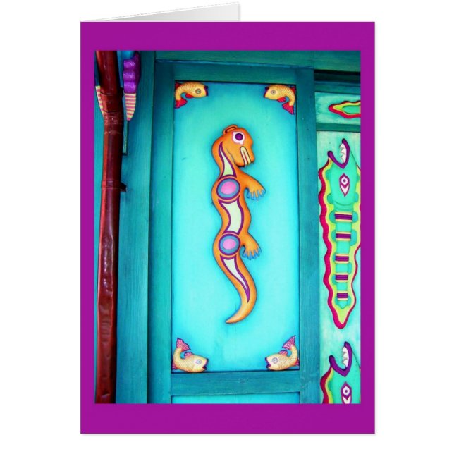 Cartão Arte da parede do lagarto (Frente)