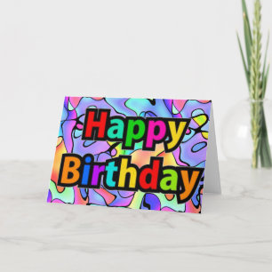 Cartão Arte da Rainbow Bright Feliz Aniversário