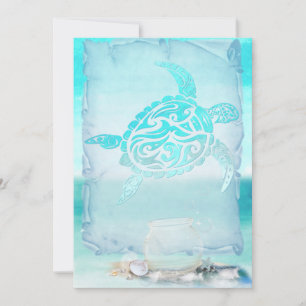 Cartão Arte de Aquarela de Tartaruga de Praia