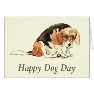 Cartão Arte de aquarela engraçada de cachorro Beagle fofo
