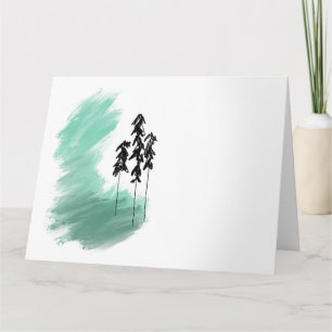 Cartão arte de árvore verde escandinava simples menta mod