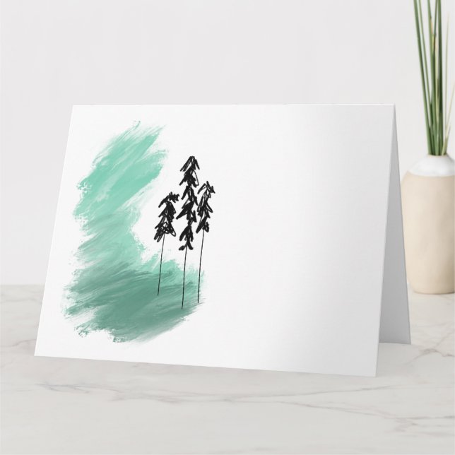 Cartão arte de árvore verde escandinava simples menta mod (Frente)