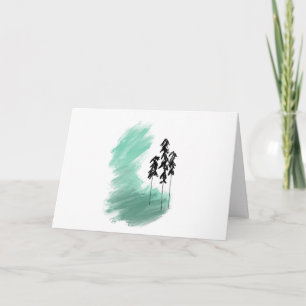 Cartão arte de árvore verde escandinava simples menta mod