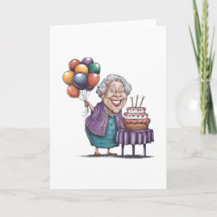 Cartão Arte de Balão de Aniversário de Nana Humorístico