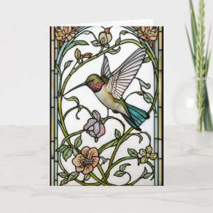 Cartão Arte de beija-flor elegante botânico boho chic