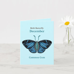 Cartão Arte de Borboleta Comum Turquesa de Dezembro