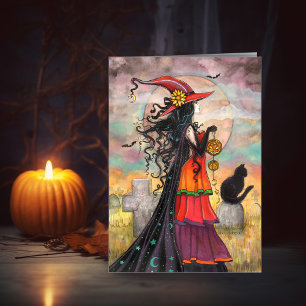 Cartão Arte de Bruxa de Halloween Witch Way