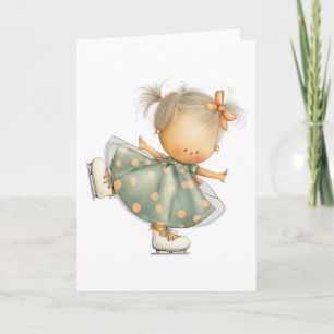 Cartão Arte de clipart de menina de patinação no gelo fof