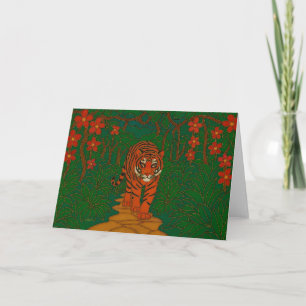 Cartão Arte de Cloisonne Tigre no Caminho da Selva