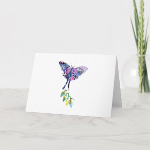 Cartão Arte de colagem insetos arte BUTTERFLY XMAS LUZ